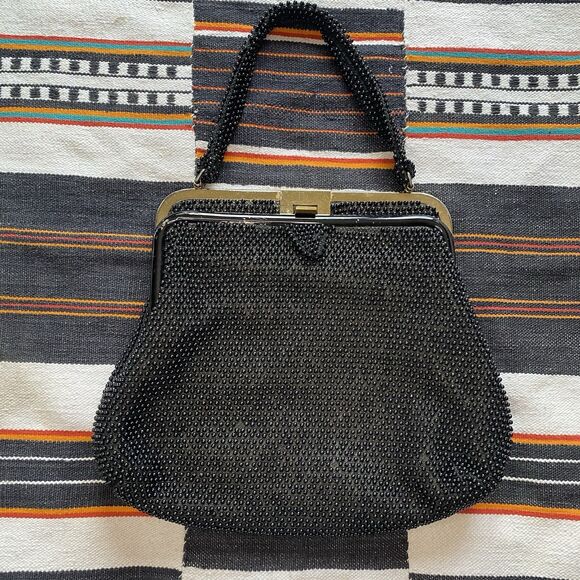 Vintage 40’s/50’s Corde Bead Handbag. Black Beaded With Gold Hardware. Rare. - Picture 1 of 16